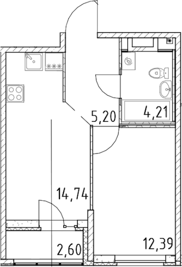 1-комнатная квартира 36.54 м², 6/23 эт., ЖК «Город Первых»